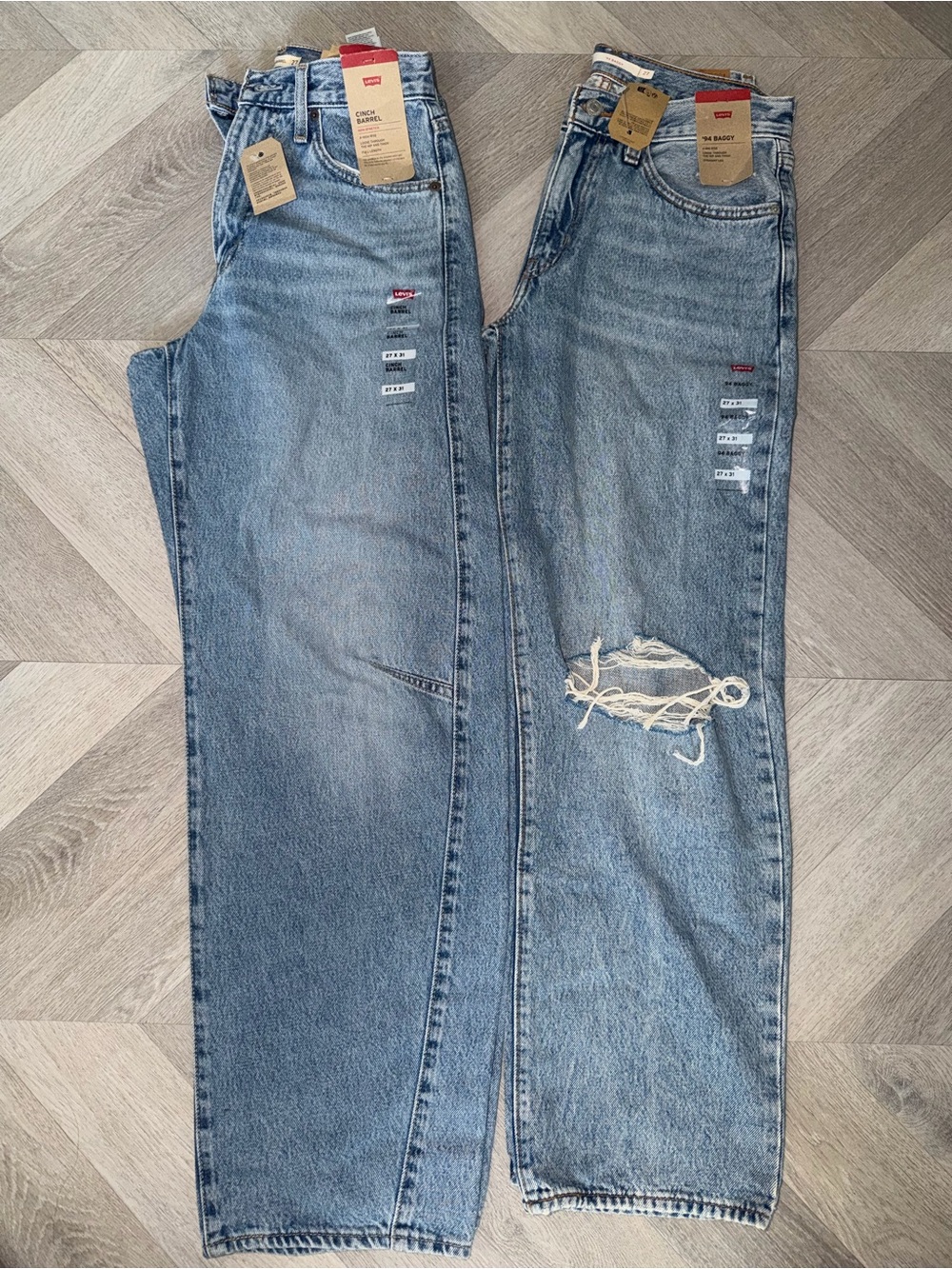 Levi's Light Blue Denim Straight Leg Jeans Duo